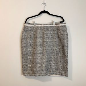 Gray, Cream, & Gold Woven Pencil Skirt